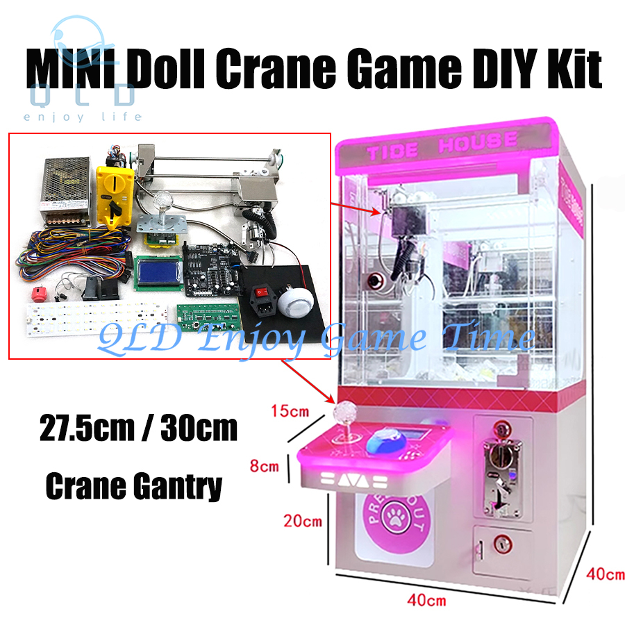 Crane Claw Motor - 25.7cm/30cm ミニステンレス鋼ガントリー、クロー＆モーター付き、LCDディスプレイ、DIYアーケードゲームキット、おもちゃ人形クレーンマシン、マザーボード