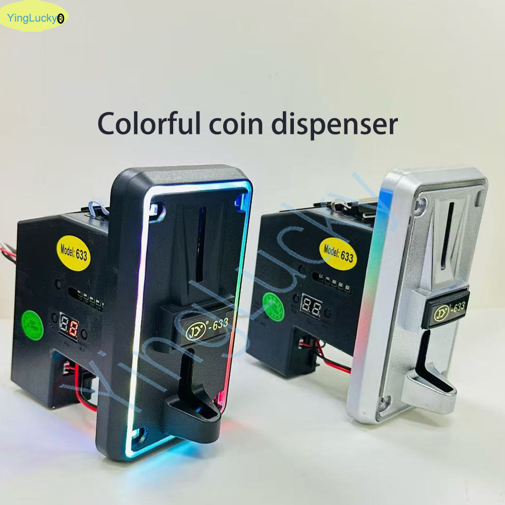 Coin Pusher Machine - カラフルなLEDマルチコインアクセプターコインセレクター、ユーロ、ペソ、クレジットカード対応、アーケード、自動販売機、ガシャポン、ミニクレーンゲーム用。 JY633