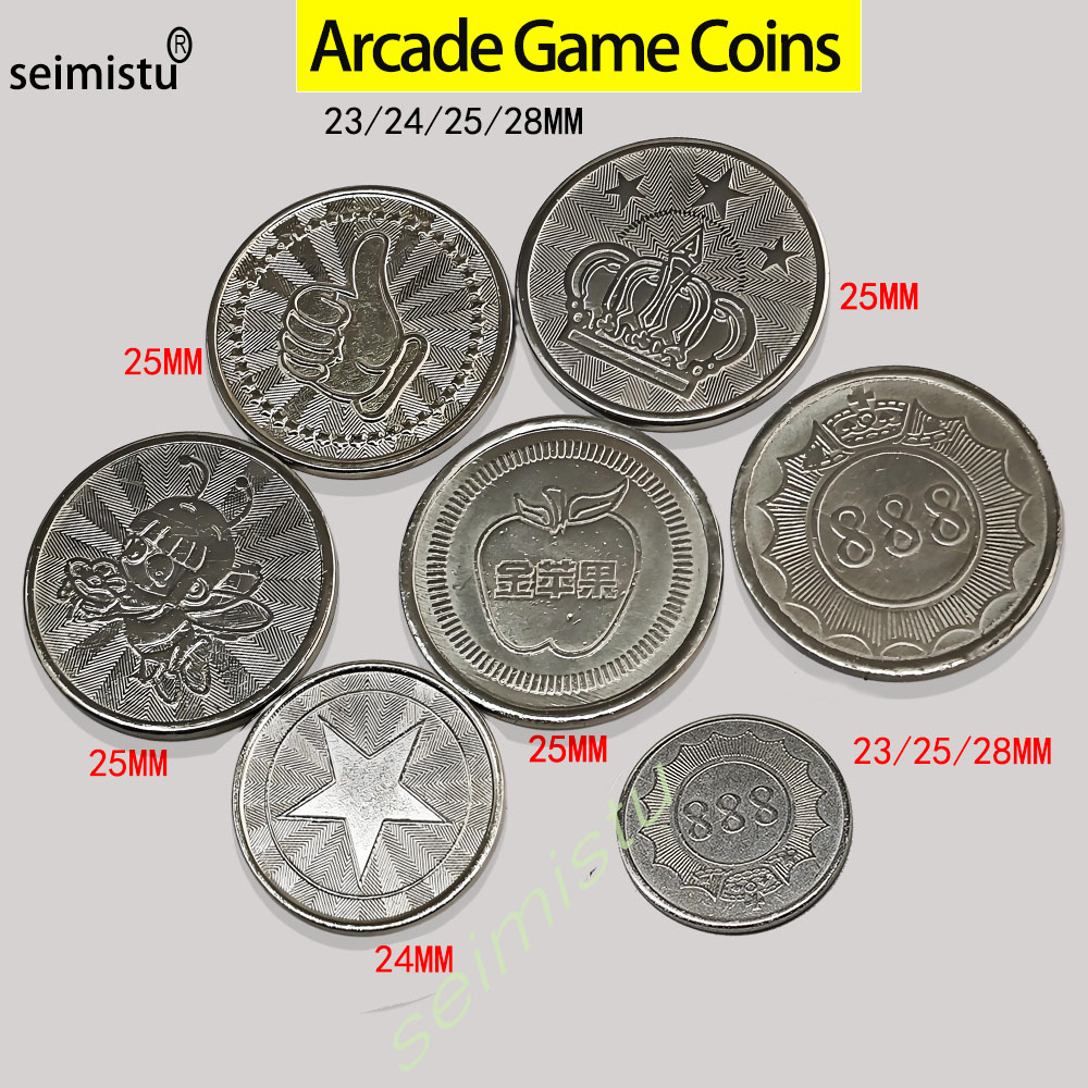 Coin Pusher Machine - 100個 ステンレス製 23/24/25mm トークン クラウンデザイン アーケードコイン