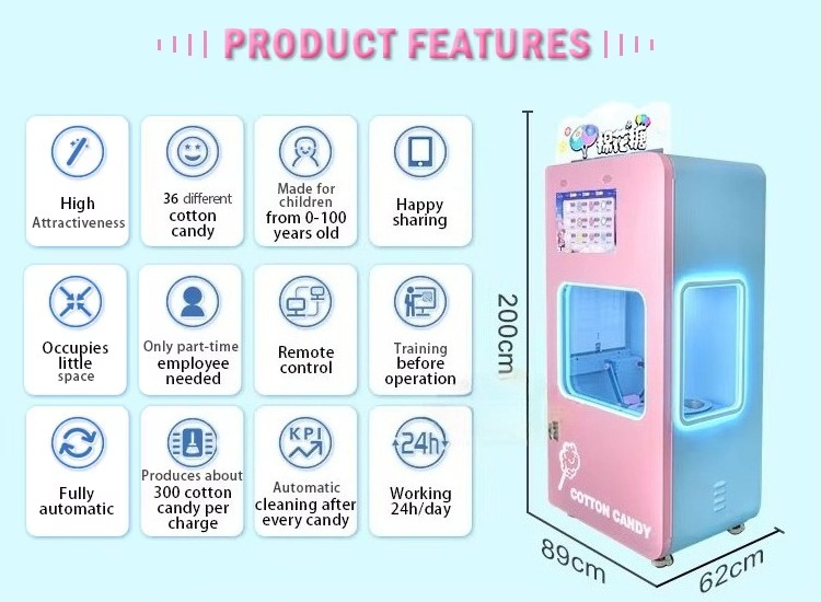 屋外全自動綿菓子製造販売機 36種類の花型スマート現金硬貨挿 - Candy Floss Machine のレビューと価格