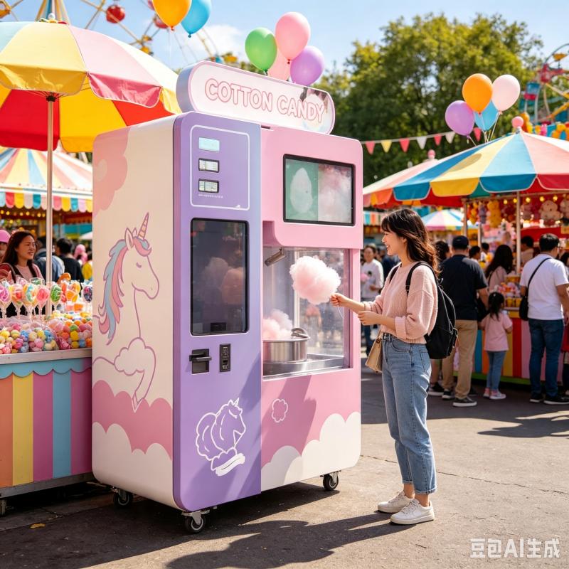カスタマイズ可能な綿菓子自動販売機、効率的なセルフサービス機 - Candy Floss Machine のレビューと価格